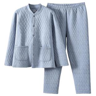 中年妈妈夹棉睡衣女款保暖加厚大码老年人纯棉秋冬奶奶家居服套装