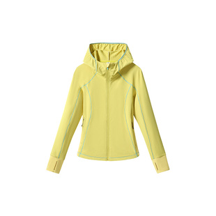 户外撞色轻量速干曲线立裁连帽长袖卫衣运动训练保暖开衫外套女