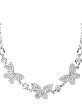 bm项链女新款三只蝴蝶锁骨链