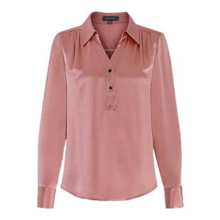 MARYLING玛俪琳春秋雾粉V型衬衫领上衣亮面衬衫A1CFW20140