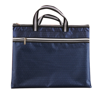 手提文件袋学生大容量加厚帆布防水拉链会议资料袋公文包定制LOGO