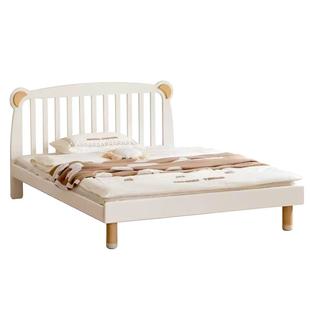 源氏木语加兰实木儿童床奶油风青少年单人床男孩女孩白色温莎床