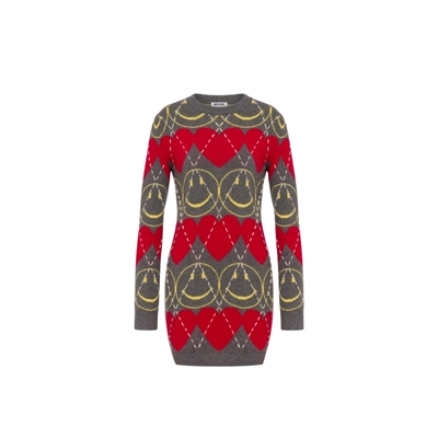 【礼物会员6折起】Moschino/莫斯奇诺女士Smiley羊毛混纺连衣裙