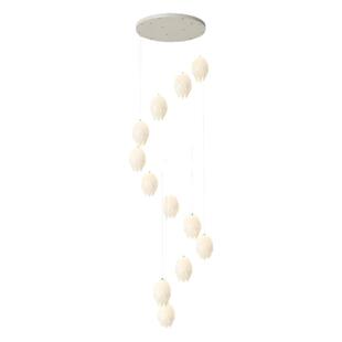 法式奶油风白玉兰全光谱复式楼挑高公寓楼梯长吊灯别墅客厅大吊灯