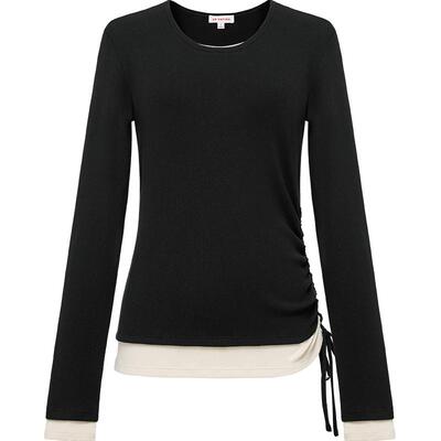 雅莹假两件含桑蚕丝针织打底衫