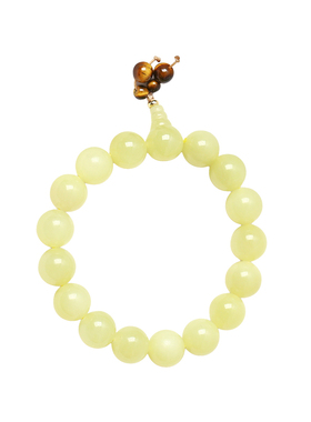 精品 天然和田玉新疆若羌黄口料圆珠原创手链 男女款玉石手串饰品