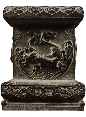 仿古石雕天然青石民俗怀旧手工雕刻四神兽柱墩石墩茶壶底座摆件