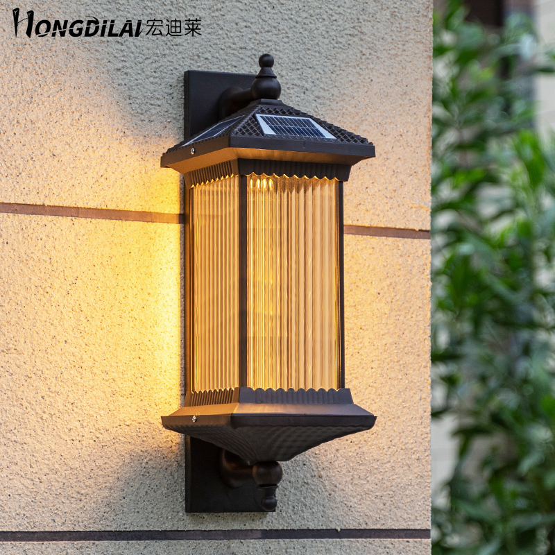 太阳能壁灯超亮户外防水大门口别墅外墙阳台室外新中式复古庭院灯
