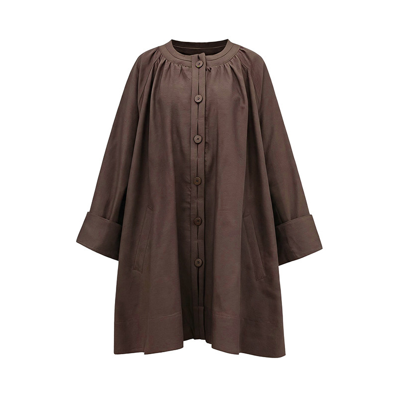【服饰狂欢节】Petit Bari 慵懒简约圆领廓型风衣伞形外套