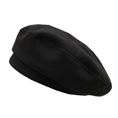 简单不过时黑色毛呢女保暖贝雷帽