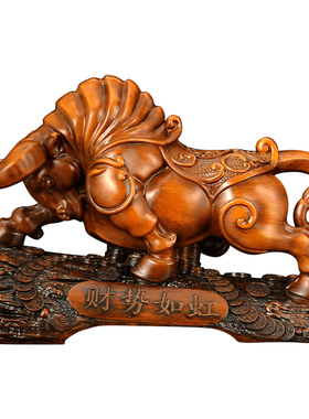 吉善堂树脂财势如虹牛摆件