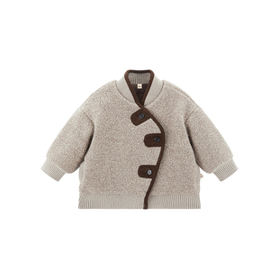 WirraWirra北欧风男女宝加厚棉衣复古浅栗色保暖防风羊绒斜襟外套