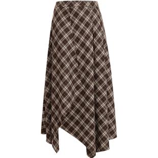 Vero Moda半身裙2026春季新款不规则A字摆格纹长裙复古326116004