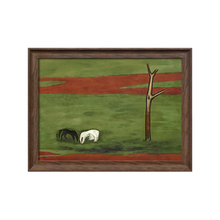 常玉的马中古风客厅沙发背景墙装饰画复古框斗柜摆画小众艺术挂画