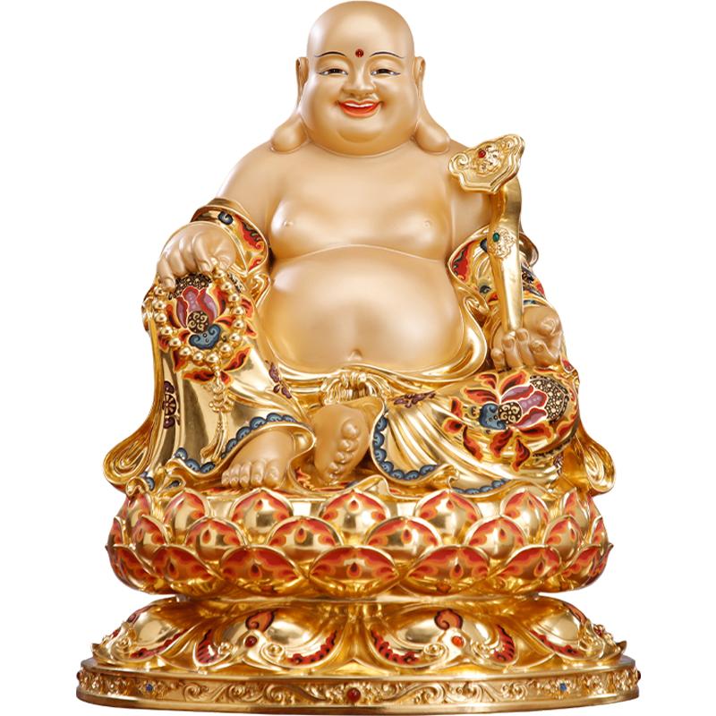 铜贴金彩绘弥勒佛菩萨开心笑佛