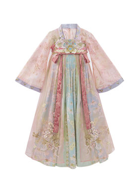 十三余春季女童刺绣汉服连衣裙