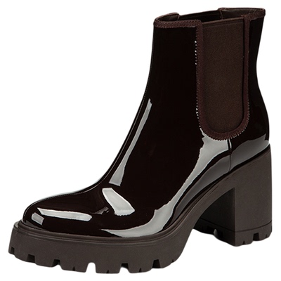 Hongkee/红科切尔西短靴2025新款高跟粗跟套筒简约女靴子H075S418