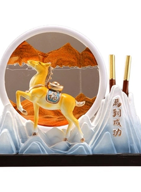 树脂装饰现代书桌马到成功笔筒