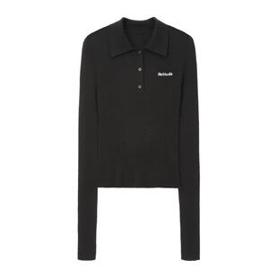 REVAN芮范新品樱桃系列质感polo领黑色毛衫RM90601333