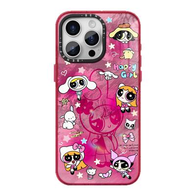 benefit粉色围边可爱小女孩17适用于iphone16promax苹果15PRO晶盾磁吸手机壳13新款14冰川纹12防摔彩色边框