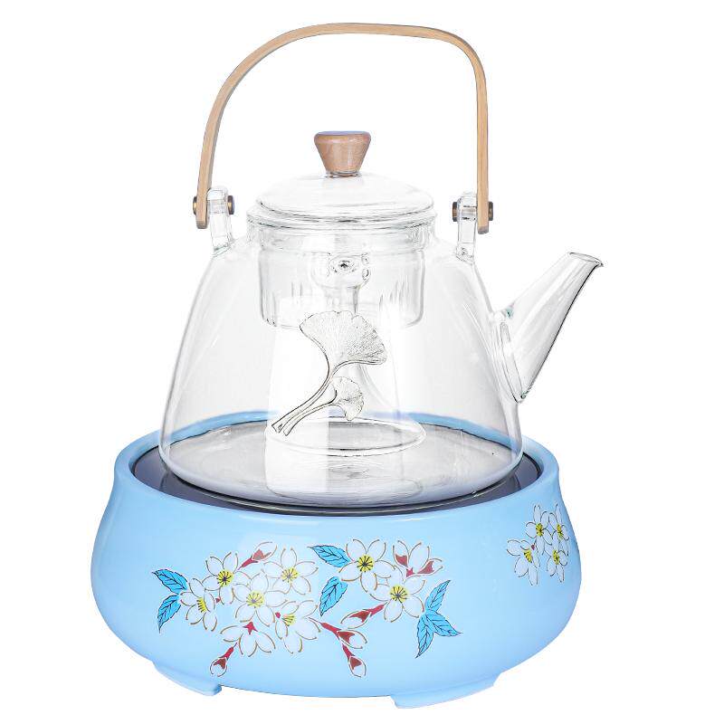 静音小型全自动烧花玻璃煮茶器