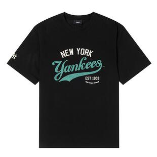 【自营】MLB男装女装黑色时尚潮流简约运动短袖透气T恤3ATSV0553