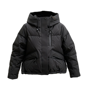 橙色三防工装羽绒服女短款90白鸭绒连帽保暖加厚2025冬季新款外套