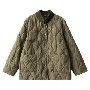 梭家｜三生清风｜匈牙利进口95白鹅绒薄款菱格立领亚麻女士羽绒服