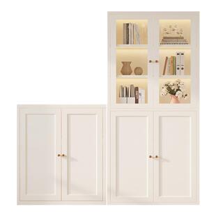 奶油风模块柜铁艺多功能自由组合柜电视柜收纳书柜飘窗柜客厅家用