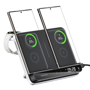 SwanScout710S 适用于S25系列ZFold6 5 Watch 8 7系列手表安卓无线充手机通用时钟双手机无线充电器支架底座