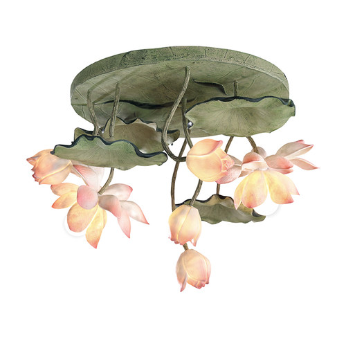 现代新中式客厅圆形吊灯简约荷花艺术灯中国风树脂莲花卧室吸顶灯