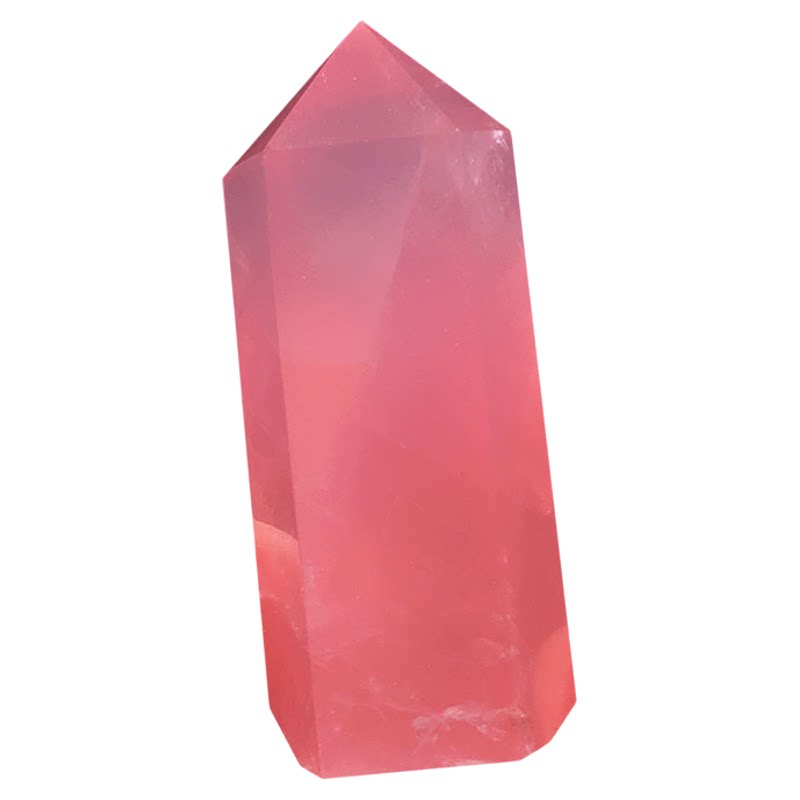 精品天然粉水晶柱冰种果冻粉摆件