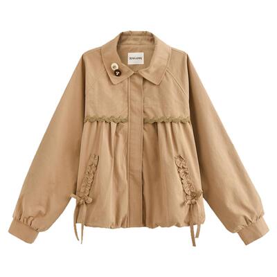 森系可爱甜美娃娃领外套女小个子