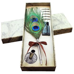 羽毛笔套装学生用哈利波特复古风礼盒钢笔蘸水笔孔雀笔抖音同款