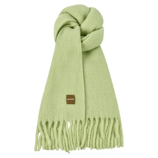 果绿色韩版纯色围巾女冬季加厚保暖流苏马海毛围脖高级感时尚柔软