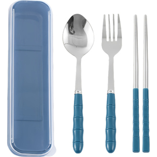 餐具筷子勺子套装学生便携上班族筷子盒可爱不锈钢叉子三件套单人