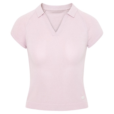 精制冷调亮丝正肩针织Polo短袖