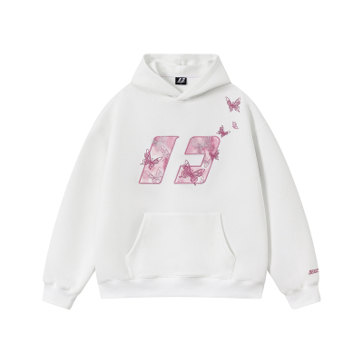 FORNINES蝴蝶刺绣卫衣男款2025秋冬国潮重磅连帽衫宽松外套女上衣