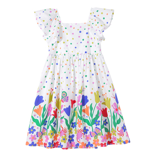 女童连衣裙儿童纯棉白色裙子2026新款夏季中大童波点度假沙滩裙
