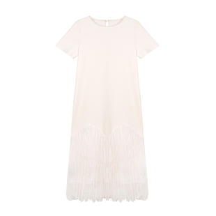 柒院家微胖大码女装轻奢拼接网纱连衣裙2025夏宽松遮肉显瘦中长裙