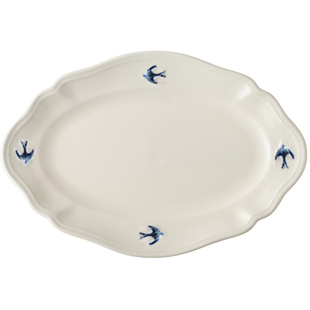 DEARYOU日本进口studio m燕子浮雕盘法式复古椭圆餐盘陶瓷点心碟