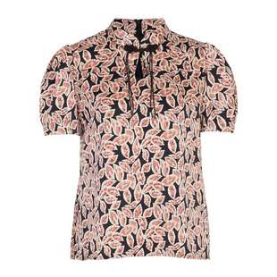 婉甸2025夏季新品米底暮夜斑驳旗袍式上衣立领雪纺衫1242H24YT3