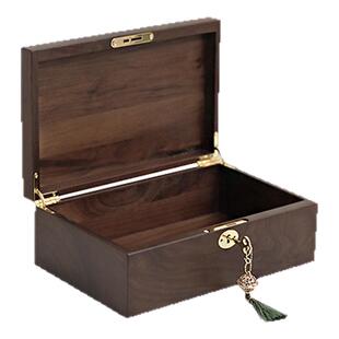 北美黑胡桃木金条收纳盒带锁黄金首手饰品条收纳带钥匙实木质盒子