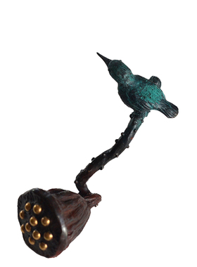 水仙高枝纯铜莲蓬禅意风摆件