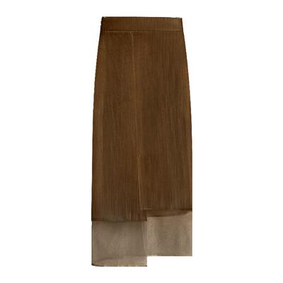 COCOBELLA奢感珠光华丽人丝半身裙网纱拼接不规则开叉长裙HS3040