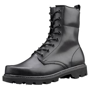 新式钢头作战靴拉链保安训练鞋男真皮耐磨战训靴户外防水野战鞋