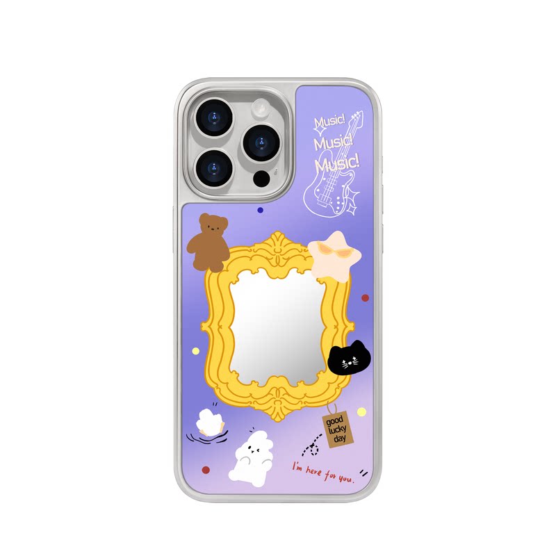 benefit可爱小动物补妆镜子17适用于iphone16promax苹果15PRO碳纤维磁吸手机壳13新款14镜面小米15防摔三星