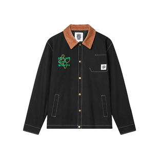 ROUND TWO 美国Wild Growth 秋季仙人掌撞色拼接百搭复古夹克外套