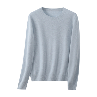 圆领长袖羊绒羊毛针织毛衣