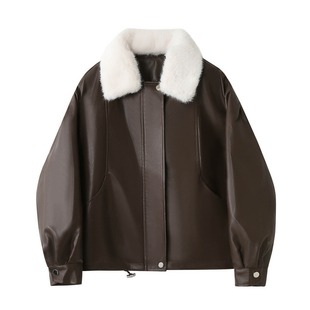 今年流行的pu皮衣外套女冬装洋气加绒加厚保暖百搭机车夹克上衣潮